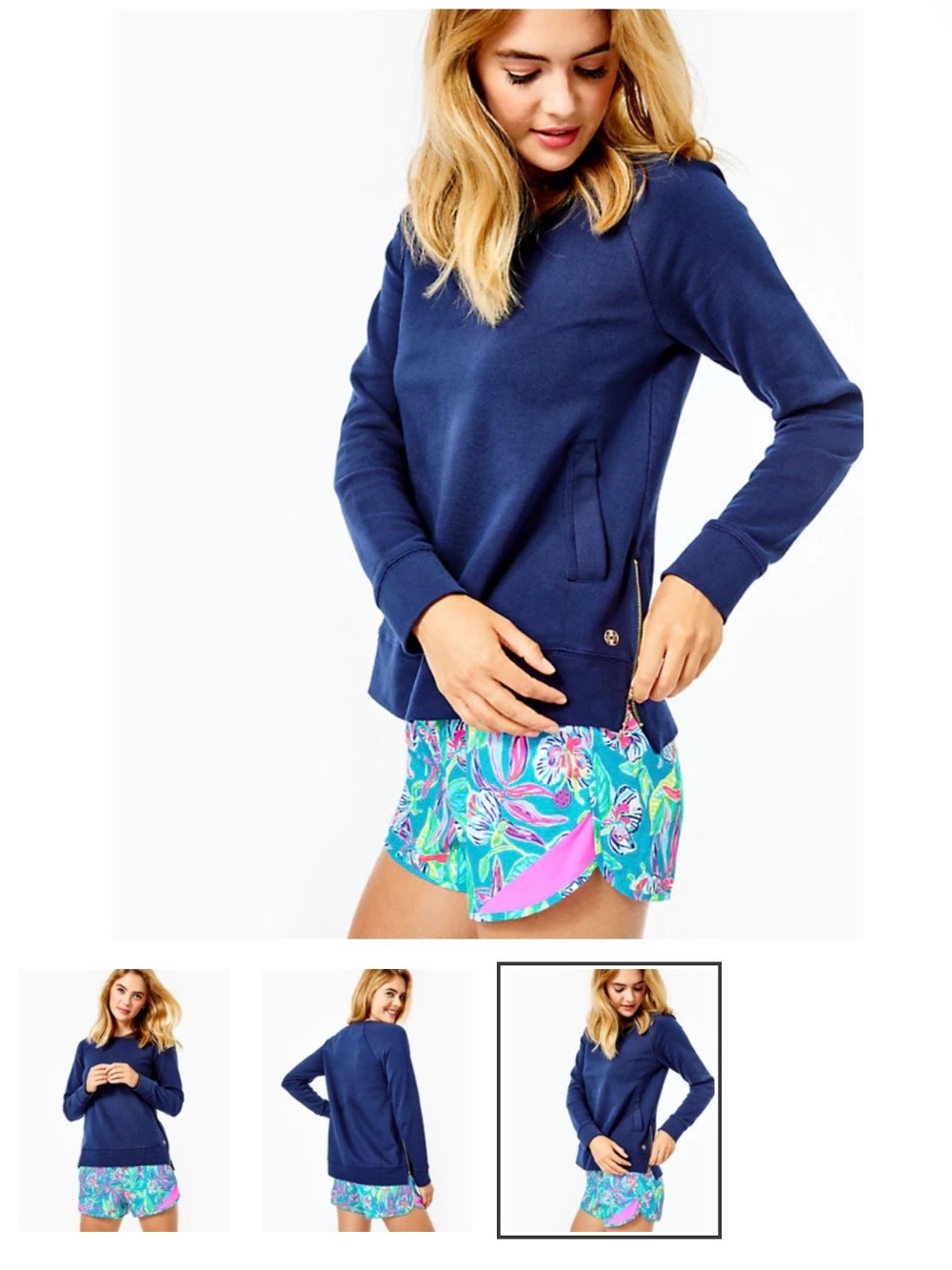 LILLY PULITZER Luxletic Beach Comber Pullover Size XL, True Navy, sweatshirt top